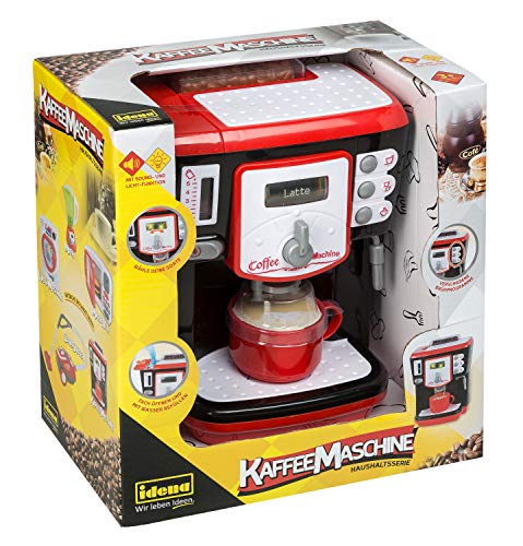 Idena 40453 - Kaffeemaschine für Kinder mit Licht- und Toneffekten, Küchengerät mit verschiedenen Zubereitungsprogrammen, Spielzeug zum Erlernen praktischer Fertigkeiten