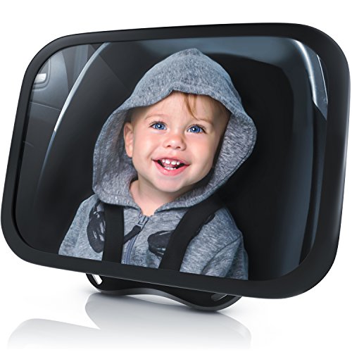 Rücksitzspiegel für Babys - Autositz Spiegel - Spiegel Auto Baby - Rückspiegel für die Babyschale Kinderschale - Auto Spiegel Kindersitz - Sicherheit durch bruchsicheres Matarial - 24.5 x 17.5 cm