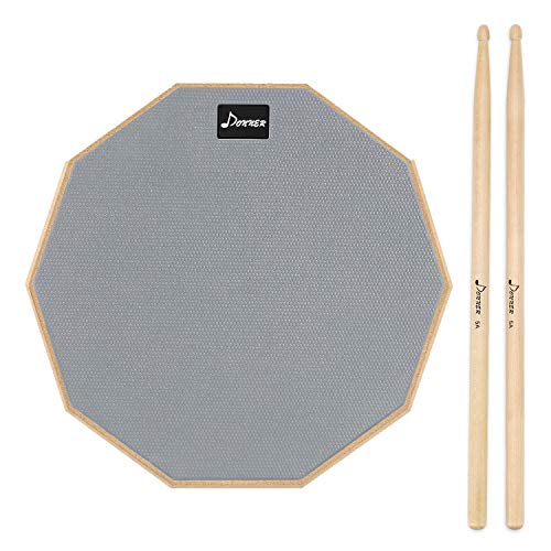 Donner Practice Pad Drum Übungspad 8 Zoll/20.32cm mit Drumsticks, Grau