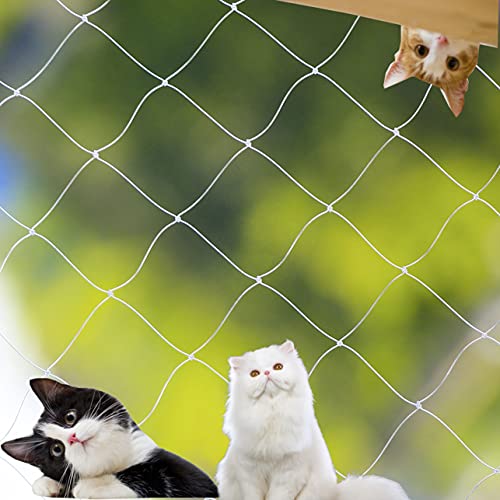 Parain Katzennetz für Balkon Fenster Drahtverstärkt Katzenschutznetz Robustes Schutznetz (8 * 2.8m Garnstärke 1mm, Weiß)