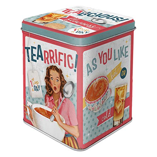 Nostalgic-Art 31301 Retro Teedose Tealicious & Tearrific, Geschenk-Idee für Nostalgie-Fans, Aufbewahrung für losen Tee und Teebeutel, Vintage Design