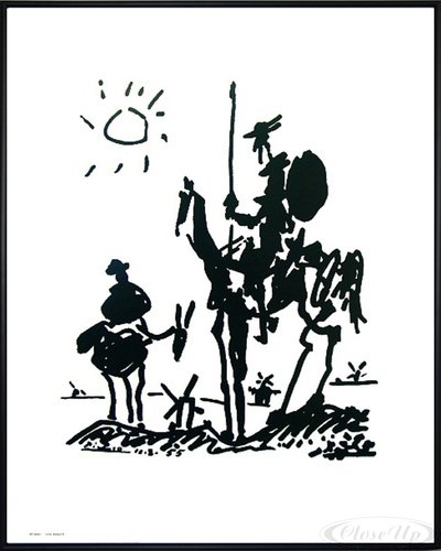 Close Up Pablo Picasso Don Quixote Kunstdruck (52x41 cm) gerahmt in: Rahmen schwarz