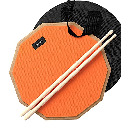 Slint Übungs Drum Pad mit Schlagzeug Sticks - Doppelseitiges 30 cm Drum Pad Set mit Aufbewahrungstasche für 10 cm Snare Drum Pad- Leises Drumpad Set mit Drumsticks - Schlagzeug Erwachsene