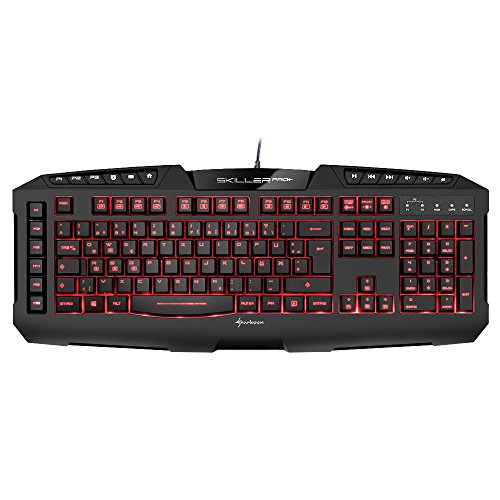 Sharkoon Skiller Pro Plus beleuchtete Gaming Tastatur (Onboard-Speicher, Multi-Key-Rollover-Unterstützung) schwarz