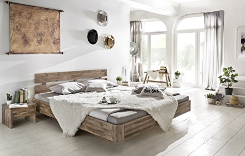 Woodkings® Holzbett Bett 180x200 Hampden Akazie Rustic Doppelbett Schlafzimmer Massivholz Design Holz Schwebebett Massive Naturmöbel Echtholzmöbel günstig