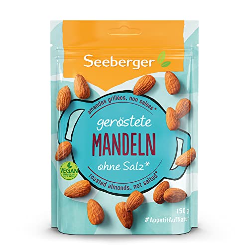 Seeberger Mandeln geröstet 5er Pack: Große knackige Mandelkerne - mit hohem Vitamin Gehalt - knusprige Kerne mit angenehm-süßlichem Aroma ohne Salz, vegan (5 x 150 g)