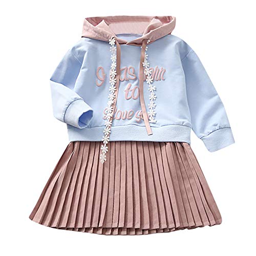 Kobay Babykleid Festlich Kleinkind Kinder Baby Mädchen Brief Mit Kapuze Prinzessin Kleid Sweatshirt Outfits Kleidung(12-24M,Blau)