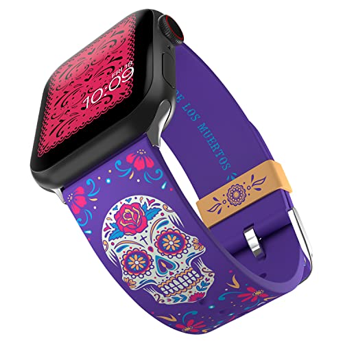 Día de los Muertos Purple Smartwatch Armband - Offiziell lizenziert, kompatibel mit jeder Größe und Serie der Apple Watch (Uhr nicht enthalten)