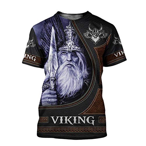 BBYOUTH 3D Wikinger Tätowierung T-Shirt Herren Grafik Sommer Kurzarm Gedruckt Nordic Myth Hippie Frauen Cosplay Shirt (11 USA Größe),Odin,7XL