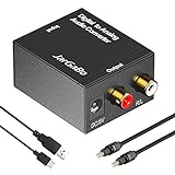 JarGaBo Digital zu Analog Audio Konverter, DA Wandler Audio Konverter Digital Toslink und Koaxial zu Analog mit Optischem Kabel und 5V USB Cable für PS3, HD DVD, PS4