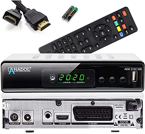 [Test GUT *] Anadol ADX 111c Full HD Kabel Receiver mit AAC-LC, PVR Aufnahmefunktion & Timeshift, für alle Kabelanbieter geeignet, HDMI SCART DVB-C C2, automatische Senderinstallation + HDMI Kabel