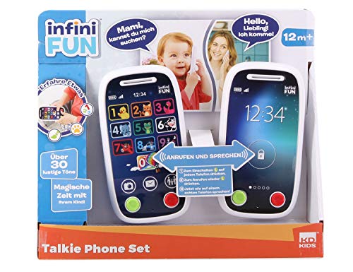 Infini Fun DES18040 Tech Too Phone Set, Walkie Talkie für Kleinkinder mit realistischer Anruf-Funktion, Reichweite 90 m, Mehrfarbig