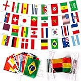2 Stück Fußball WM 2022 Flaggenkette, 32 Länder Fahnenkette Banner 10m, Katar 2022 WM Flaggenkette, für Fußballweltmeisterschaft Party Bar Fanclub Dekoration (21 * 14cm)