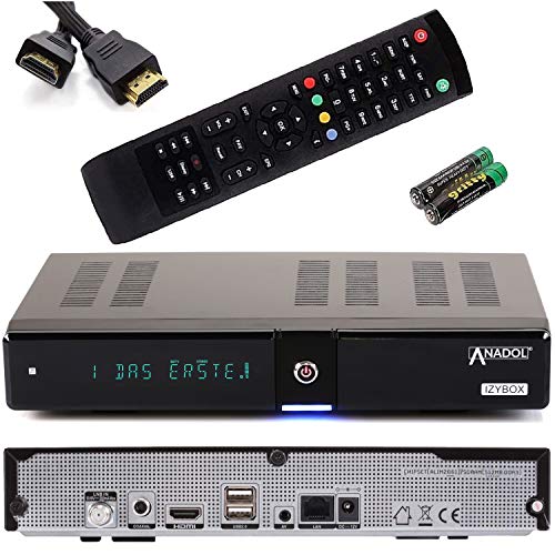 [ Test 2X SEHR GUT *] ANADOL IZYBOX 4K UHD Digital Sat Receiver 2160P - USB PVR Aufnahmefunktion Timeshift, Multistream, 2X USB, HDMI, HDTV, Astra vorinstalliert, Internet-Radio, HDR + HDMI Kabel