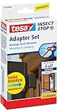 tesa® Insect Stop Fliegengitter ALU Comfort Adapter-Set für Insektenschutztüren aus Aluminium (Braun / 3er Pack)