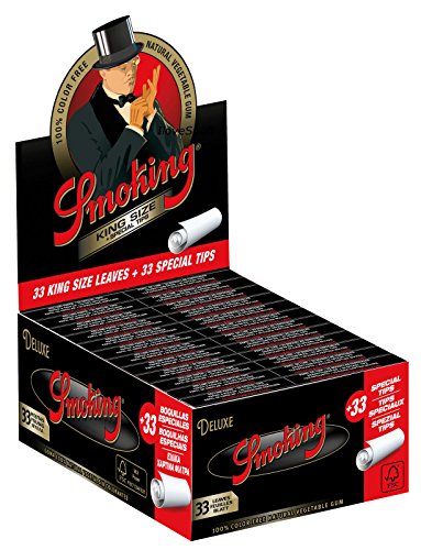 Smoking® DELUXE 1 Display King Size Papers 24 x 33 Blättchen Long Papers mit 24 x 33 Filtertips Original Papers - King Size - Slim - Tips - Box - Zigarettenpapier