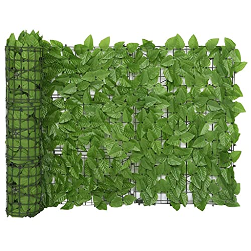Balkonabtrennung mit grünen Blättern, 600 x 75 cm, Material: Polyethylen, Stoff