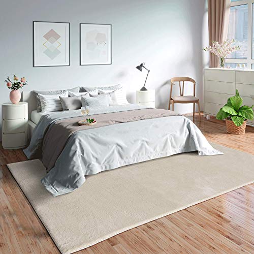 Mia's Teppiche Olivia - waschbarer Teppich für Wohnzimmer, Schlafzimmer, Flur oder Bad, weich, rutschfest, 80x150 cm, Beige
