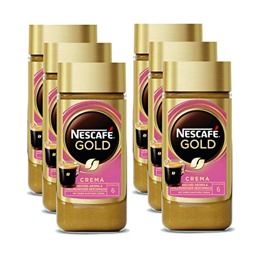 NESCAFÉ Gold Crema, löslicher Bohnenkaffee aus erlesenen Arabica-Kaffeebohnen, Instant-Pulver, koffeinhaltig & aromatisch, 6er Pack (6 x 200 g)