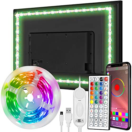 Zethot LED TV Hintergrundbeleuchtung, 3.5m/11.5 ft TV LED Strip für 40-65 Zoll TV, PC, Spiegel mit 44 Tasten Fernbedienung und APP Steuerung, RGB 5050 DIY Farben TV LED, Musik Sync.