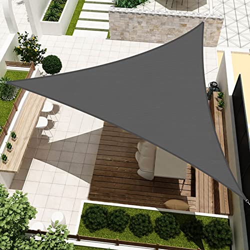 HENG FENG Sonnensegel Dreieck 5x5x7m HDPE Sonnenschutz Windschutz Atmungsaktiv mit UV Schutz für Balkon Garten Terrasse Anthrazit