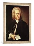Gerahmtes Bild von Elias Gottlob Haußmann Johann Sebastian Bach, Kunstdruck im hochwertigen handgefertigten Bilder-Rahmen, 40x60 cm, Silber Raya