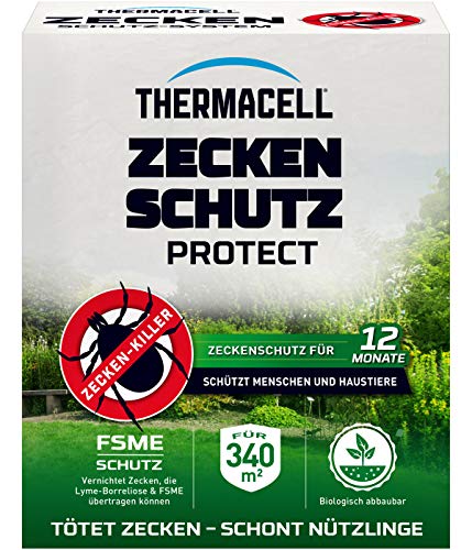Thermacell Zeckenschutz Protect, Zeckenschutzsystem für bis zu 340m² mit 12 Monaten Langzeitwirkung, 8 Zeckenrollen