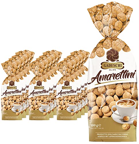 Gadeschi Amarettini (15x 200g) | italienisches Gebäck aus Aprikosenkernen | Kaffeegebäck | insgesamt 3kg Kekse Amarettini