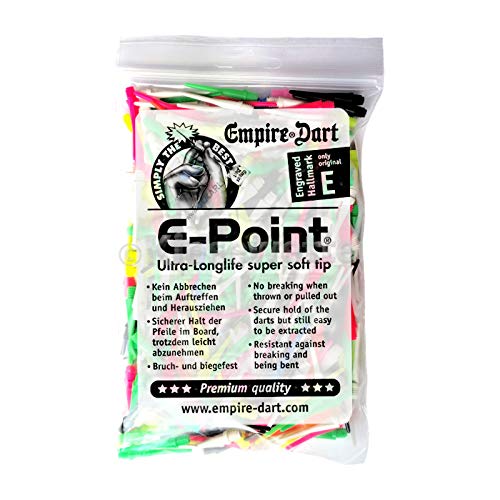 GOKarli Empire Dart E-Point Ultra Longlife Dartspitzen 2BA lang Softtips Soft Tips Long Bunt 100 Stück Softdart Spitzen