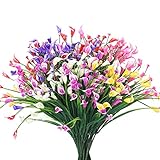 Moulyan 12 Stück kunstblumen wie echt, UV-Beständige Künstliche Blumen Außen Outside Decoration,Künstliche Blumen wie Echt,Kunstblumen Balkon,Künstliche Balkonpflanzen (Coloured, 12 Stück)