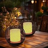 Navaris 2X LED Solar Gartenkerze - Kerzenschein Flackereffekt - Outdoor LED Kerzen Laterne - Garten LED Kerze Set wiederaufladbar - Solarlaterne