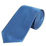 DonDon Herren Krawatte 7 cm klassische handgefertigte Business Krawatte Blau für Büro oder festliche Veranstaltungen
