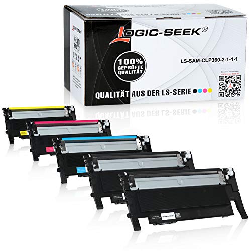 5 Logic-Seek Toner kompatibel für Samsung Xpress C410W CLP-365/SEE CLP-365 360 CLX 3300 3305 FN FW Xpress C 460 FW Series - CLT-K406S CLT-C406S CLT-M406S CLT-Y406S - Schwarz je 1500 Seiten, Color je 1000 Seiten