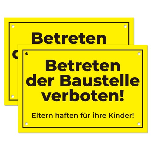 Betreten der Baustelle verboten Schilder –Schild Eltern haften für ihre Kinder – PVC-Hartschaumplatte (30 x 20 cm) (2)