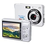 Digitalkamera COMS Sensor 18MP, HD Digitale Videokamera Kompaktkamera mit 8-Fach Zoom, 2,7 Zoll Bildschirm, USB 2,0, Eingebautem Lautsprecher, Batterie Betriebene für Senioren/Kinder(Silber)