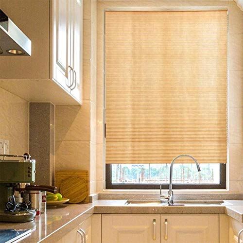 Selbstklebende Plissee-Jalousien Halbe Verdunkelungsfenster Vorhänge für die Küche Badezimmer Balkonschirme für Kaffee / Büro Window-Brown, USA, 60x150cm