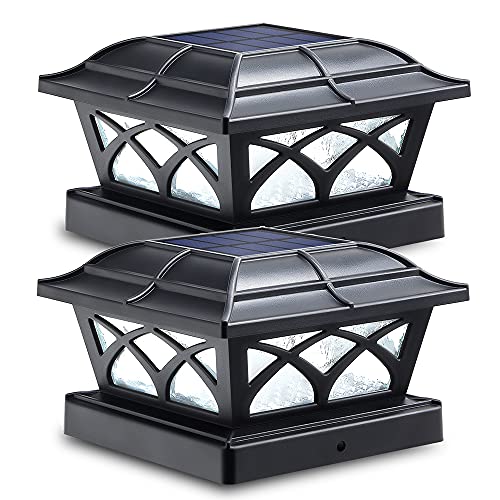Siedinlar Solar Pfostenleuchte 2 Modus Solarlampen für Außen mit LED Lampe Wasserdicht für Garten Zaun 4x4 5x5 6x6 Hölzerne Pfäle (2 Stück)