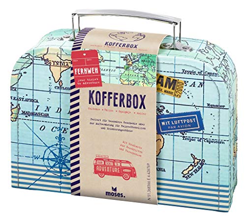 moses 82440 Fernweh Koffer Allzweckbox | Für Geldgeschenke und kleine Reise-Utensilien, blau, One Size