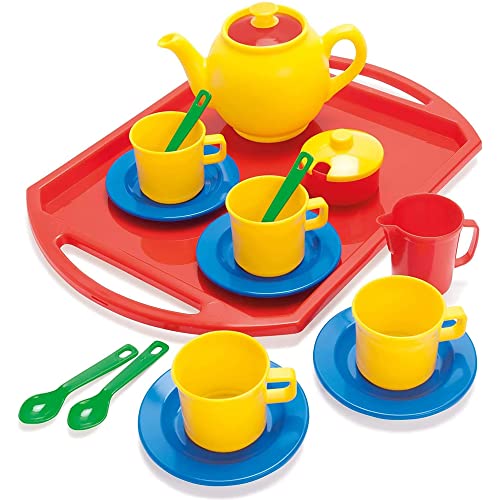 Dantoy - Teeservice Spielset mit Servierbrett - Teeparty für Kinder - 18 Stück - Spielzeug für Kinder - Kinderküche - Hergestellt in Dänemark.