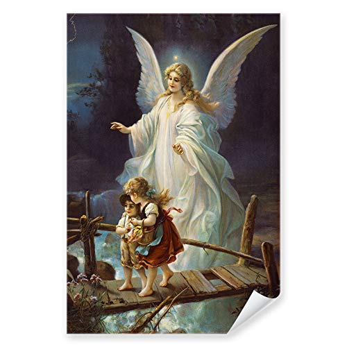 Postereck - 0154 - Schutzengel, Kinder Altes Gemälde Engel Religion - Kunst Wandposter Fotoposter Bilder Wandbild Wandbilder - Poster - DIN A4 - 21,0 cm x 29,7 cm