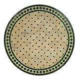 Casa Moro Mediterraner Gartentisch marokkanischer Mosaiktisch Ø 80cm rund grün terrakotta mit Gestell H 73 cm Kunsthandwerk aus Marrakesch Dekorativer Balkontisch Esstisch Bistrotisch | MT2091