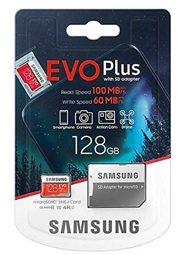 Samsung Plus, 128 GB, Micro-SD-SDXC, Klasse 10, U3-Speicherkarte, 100 MB/s, 4K-Ultra-HD, MB-MC128HA/EU