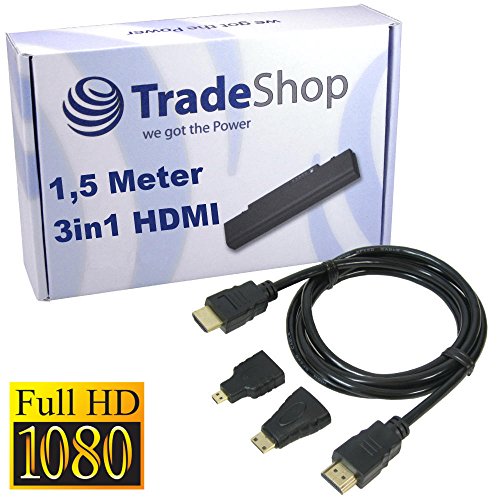 3in1 HDMI Adapter Set mit Mini- & Micro-HDMI Stecker für Medion Lifetab E10310 E10312 E10316 E10320 P10356 P10505 P10506 P8912 P9516 S10333 S10334 S10346 S9512 S9714 Akoya E1233T S10352 S10366 X10300