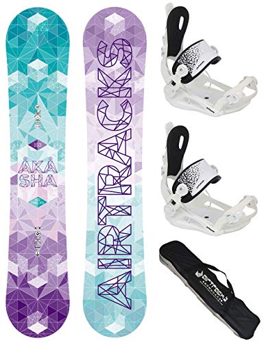 Airtracks Damen Snowboard-Set Akasha Lady Snowboard Freestyle Freeride 147 - Softbindung Master FASTEC W M - SB Bag