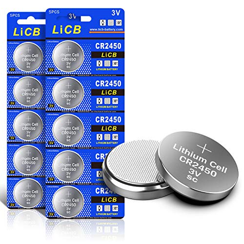 LiCB 10 Stück CR2450 3V Lithium Knopfzellen CR 2450 Batterien