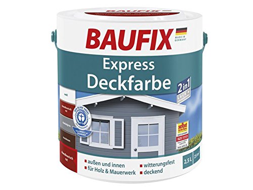 Express Deckfarbe 2 in 1 Lack & Grundierung Holz Putz Mauerwerk innen außen (skandinavisch rot)