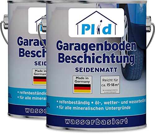 plid® Garagenboden- Betonfarbe Silbergrau satin - [SPEZIALBESCHICHTUNG FÜR GARAGENBÖDEN] - frostsicher - beständig gegen Motoröl - Bremsflüssigkeit - Diesel & Heizöl - Made in Germany 5l