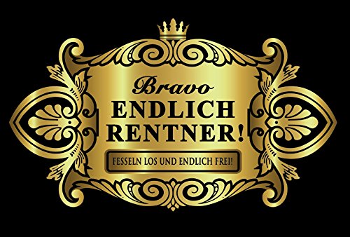 Oblique-Unique® Aufkleber Flaschenetikett Endlich Rentner Etikett Gold elegant