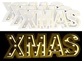 Lunartec Weihnachtsdekos LED: LED-Schriftzug Xmas aus Holz & Spiegeln mit Timer, 3er-Set (LED Schriftzüge Weihnachten)