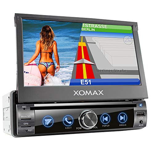 XOMAX XM-DN763 Autoradio mit Mirrorlink, GPS Navigation, Navi Software, Bluetooth Freisprecheinrichtung, 7 Zoll / 18cm Touchscreen Bildschirm, RDS, DVD, CD, USB, SD, AUX, 1 DIN